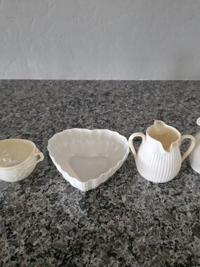White Ceramic Heart Dish & Creamer Set